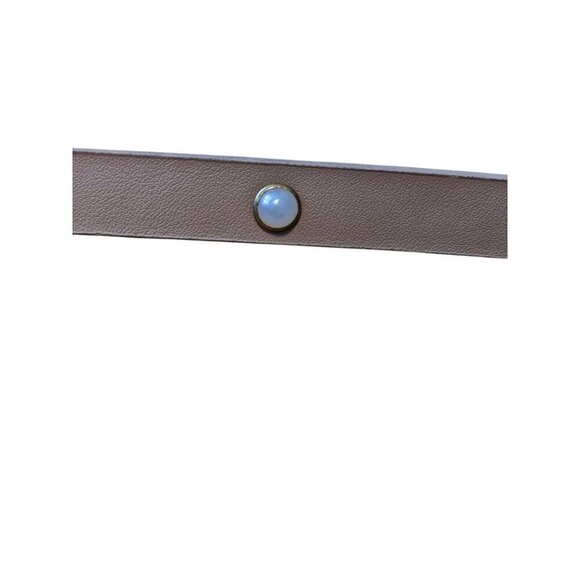 Womens Skinny Embellished Beige Belt Size S M Neutral Minimal Vegan Leather - Picture 3 of 6